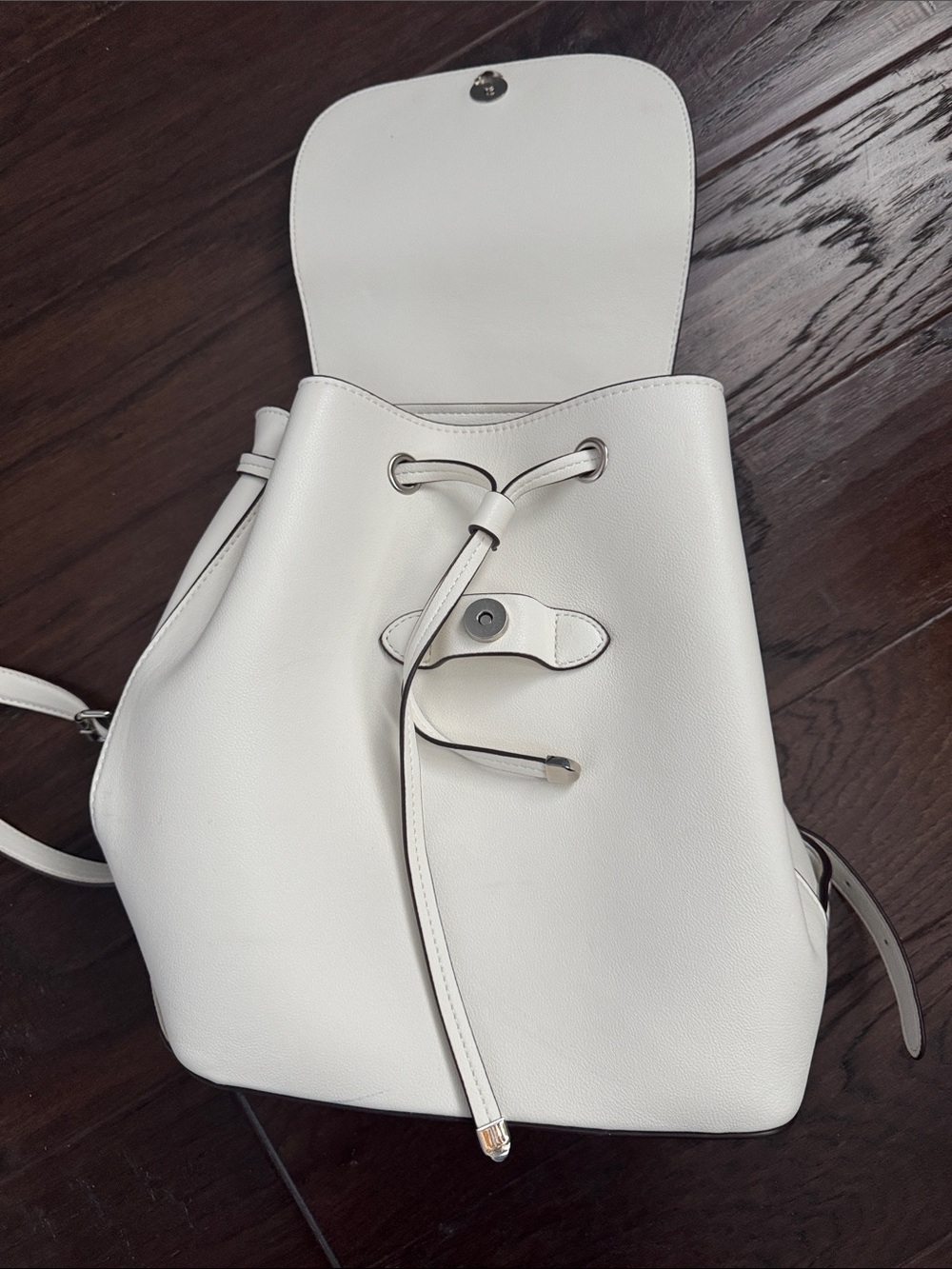 Chaps White Structured faux Leather Backpack - Picture 4 of 7